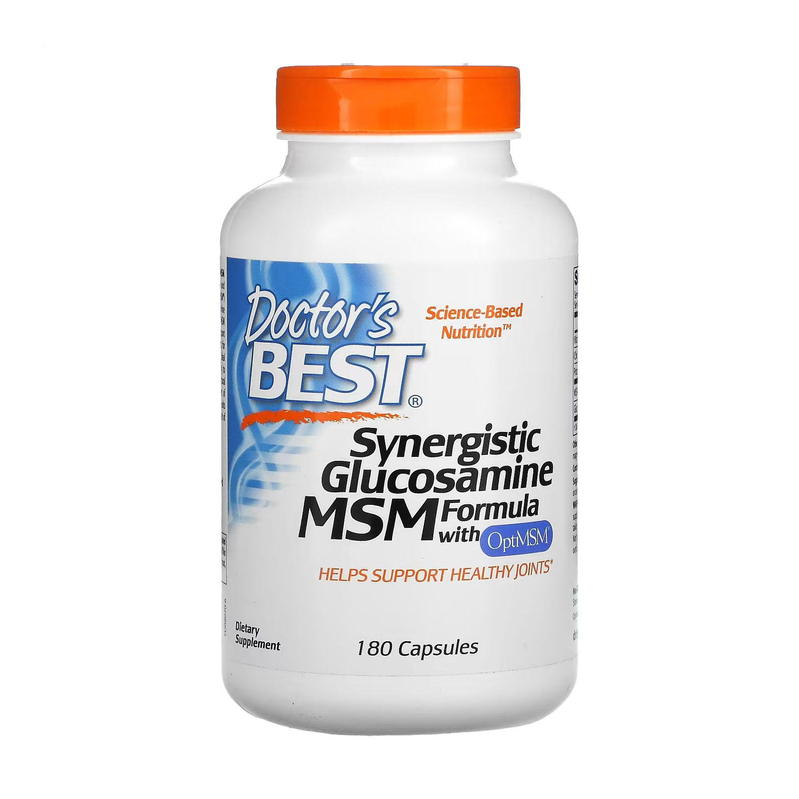 Глюкозамін Doctor's Best Synergistic Glucosamine MSM Formula with OptiMSM, 180 капсул